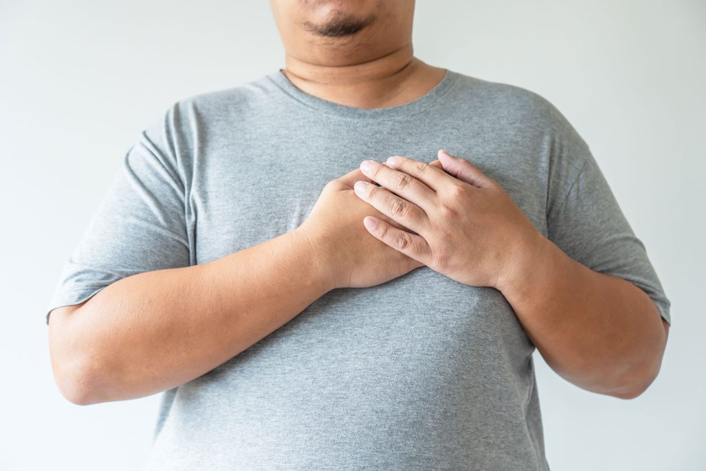 Man having chest pain.