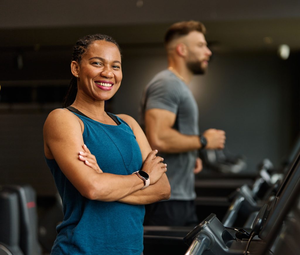 Healthy people on the gym.