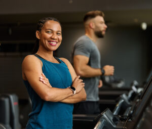Healthy people on the gym.
