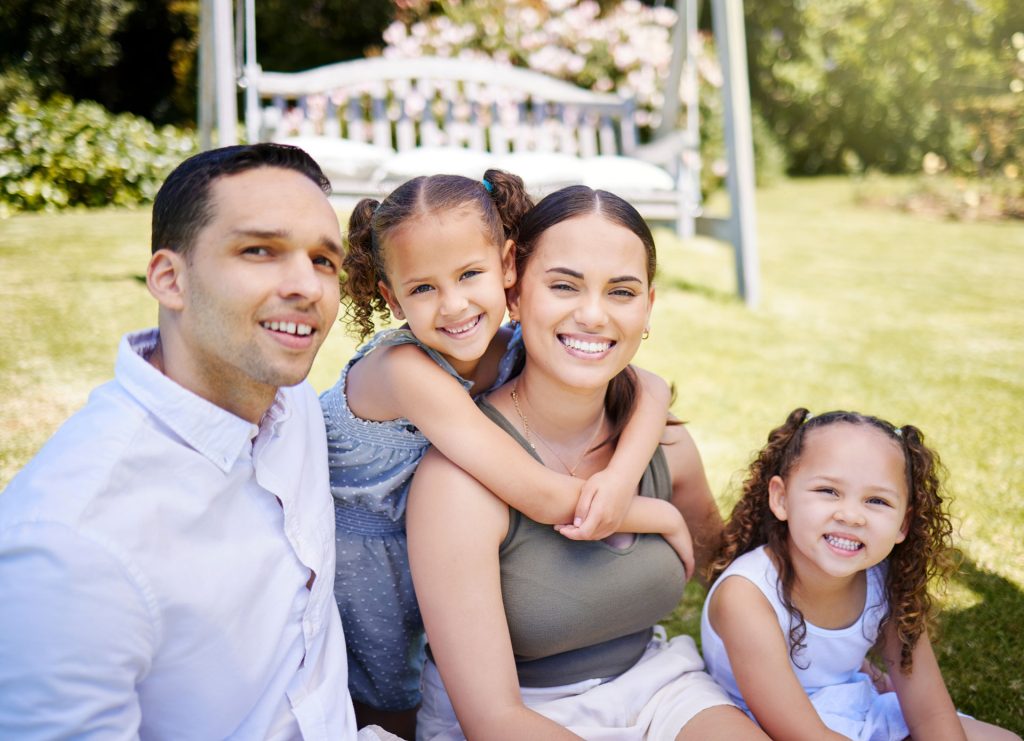 Portrait of a family having a fun day.