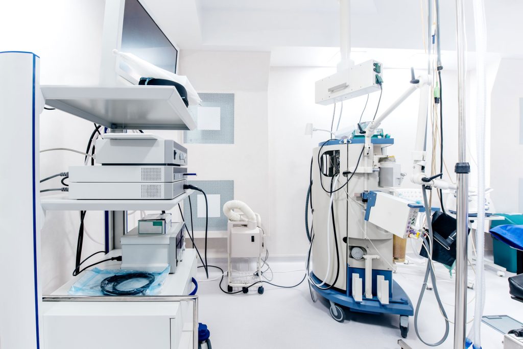 Hospital operating room equipment.