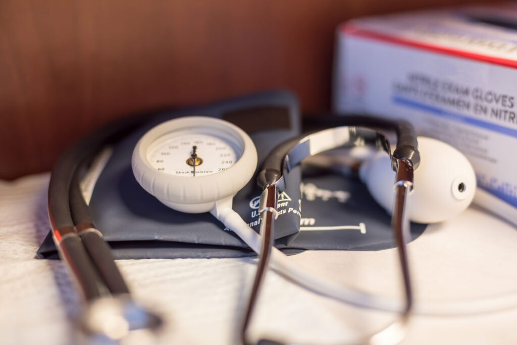 Manual blood pressure monitor.
