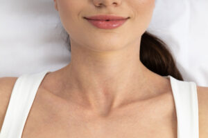Close up of neck of woman.
