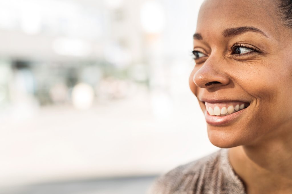 Smiling woman.