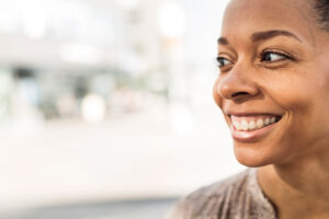 Smiling woman.